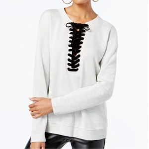 NWT INC velvet lace-up sweatshirt size XL